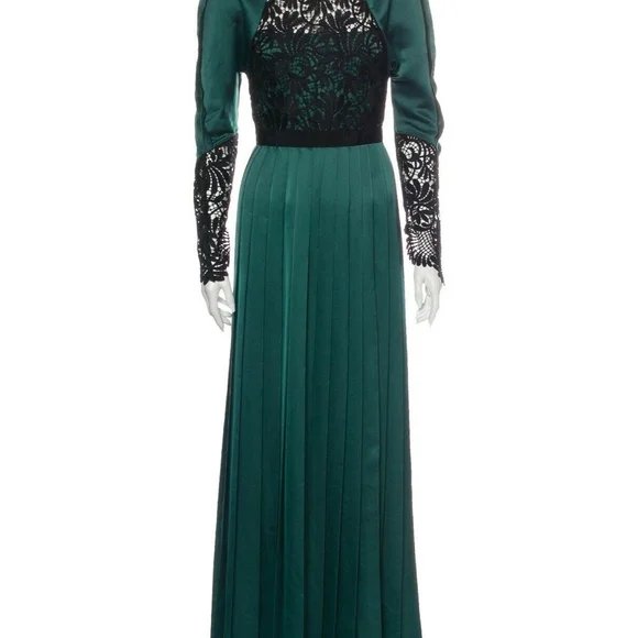 Self-Portrait Teal and Black Long Sleeve Dress - Picture 4 of 7